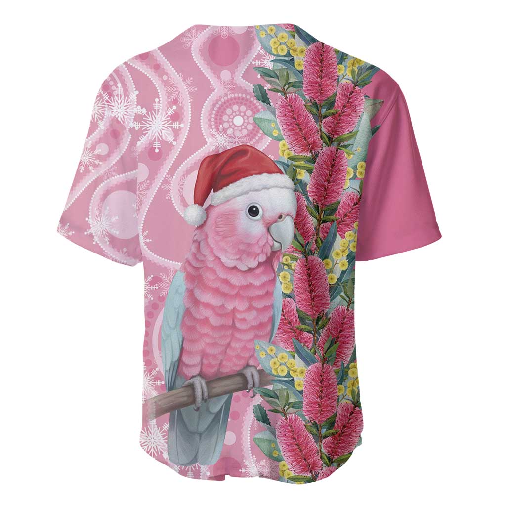 Australia Pink Galah Christmas Baseball Jersey Falalalala Galalah Bottlebrush Aboriginal Art - Aussie Hoodie