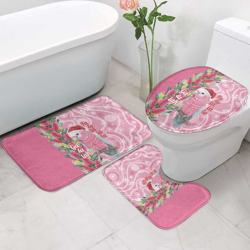 Australia Pink Galah Christmas Bathroom Set Falalalala Galalah Bottlebrush Aboriginal Art - Aussie Hoodie