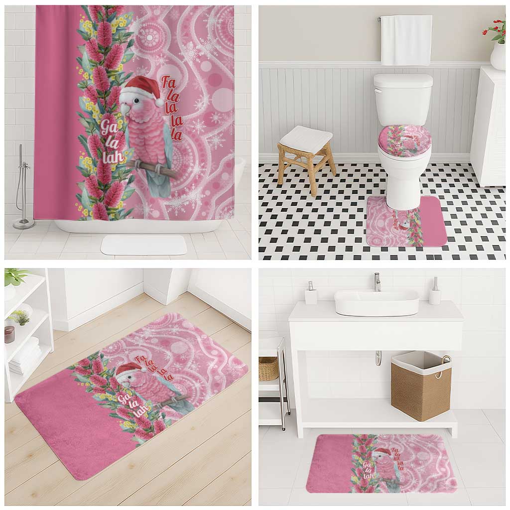 Australia Pink Galah Christmas Bathroom Set Falalalala Galalah Bottlebrush Aboriginal Art - Aussie Hoodie