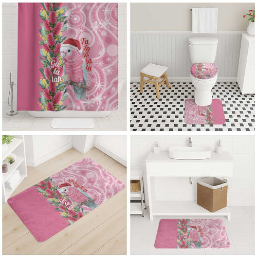 Australia Pink Galah Christmas Bathroom Set Falalalala Galalah Bottlebrush Aboriginal Art - Aussie Hoodie