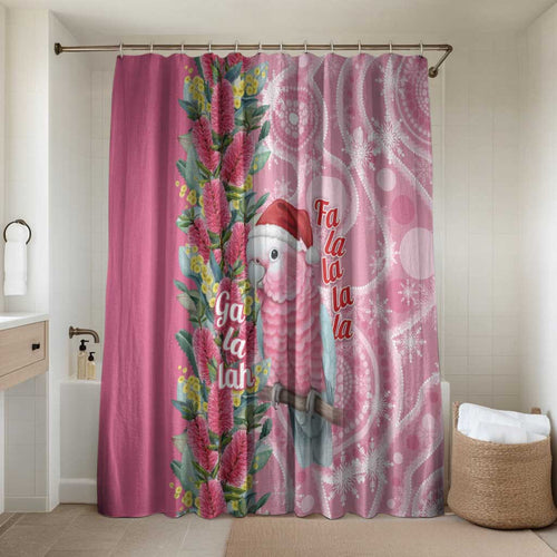 Australia Pink Galah Christmas Bathroom Set Falalalala Galalah Bottlebrush Aboriginal Art - Aussie Hoodie