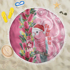 Australia Pink Galah Christmas Beach Blanket Falalalala Galalah Bottlebrush Aboriginal Art - Aussie Hoodie