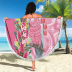 Australia Pink Galah Christmas Beach Blanket Falalalala Galalah Bottlebrush Aboriginal Art - Aussie Hoodie