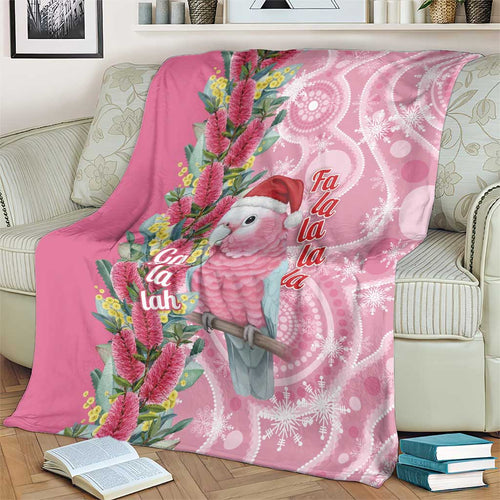 Australia Pink Galah Christmas Blanket Falalalala Galalah Bottlebrush Aboriginal Art - Aussie Hoodie