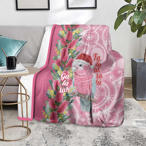 Australia Pink Galah Christmas Blanket Falalalala Galalah Bottlebrush Aboriginal Art - Aussie Hoodie