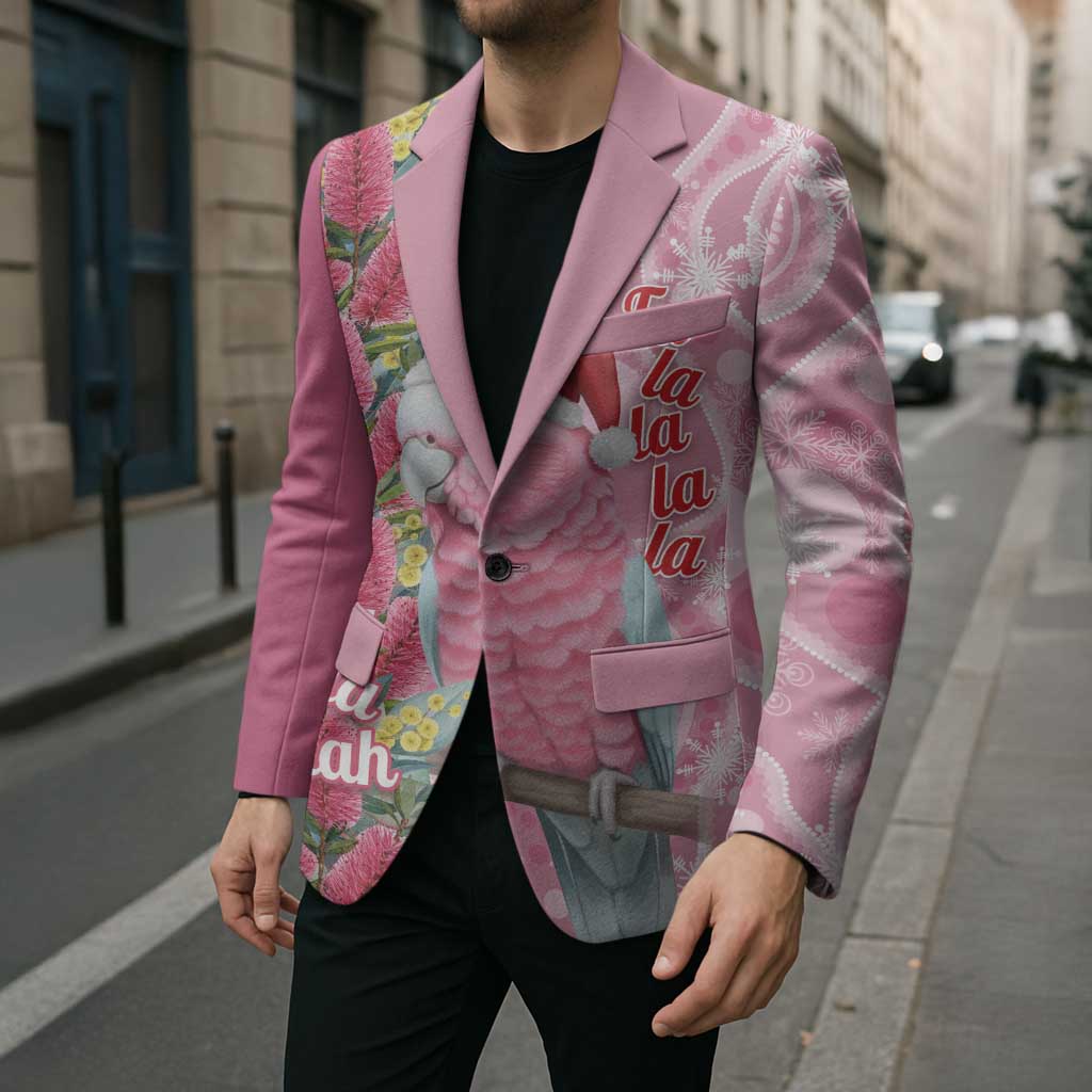 Australia Pink Galah Christmas Blazer Falalalala Galalah Bottlebrush Aboriginal Art - Aussie Hoodie