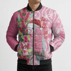 Australia Pink Galah Christmas Bomber Puffer Jacket Falalalala Galalah Bottlebrush Aboriginal Art - Aussie Hoodie
