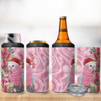 Australia Pink Galah Christmas 4 in 1 Can Cooler Tumbler Falalalala Galalah Bottlebrush Aboriginal Art - Aussie Hoodie