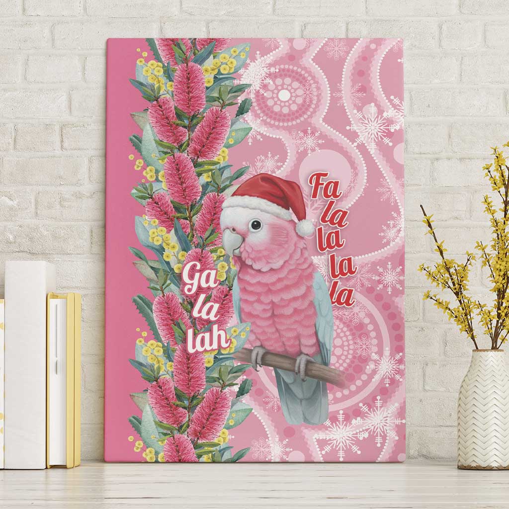 Australia Pink Galah Christmas Canvas Wall Art Falalalala Galalah Bottlebrush Aboriginal Art - Aussie Hoodie