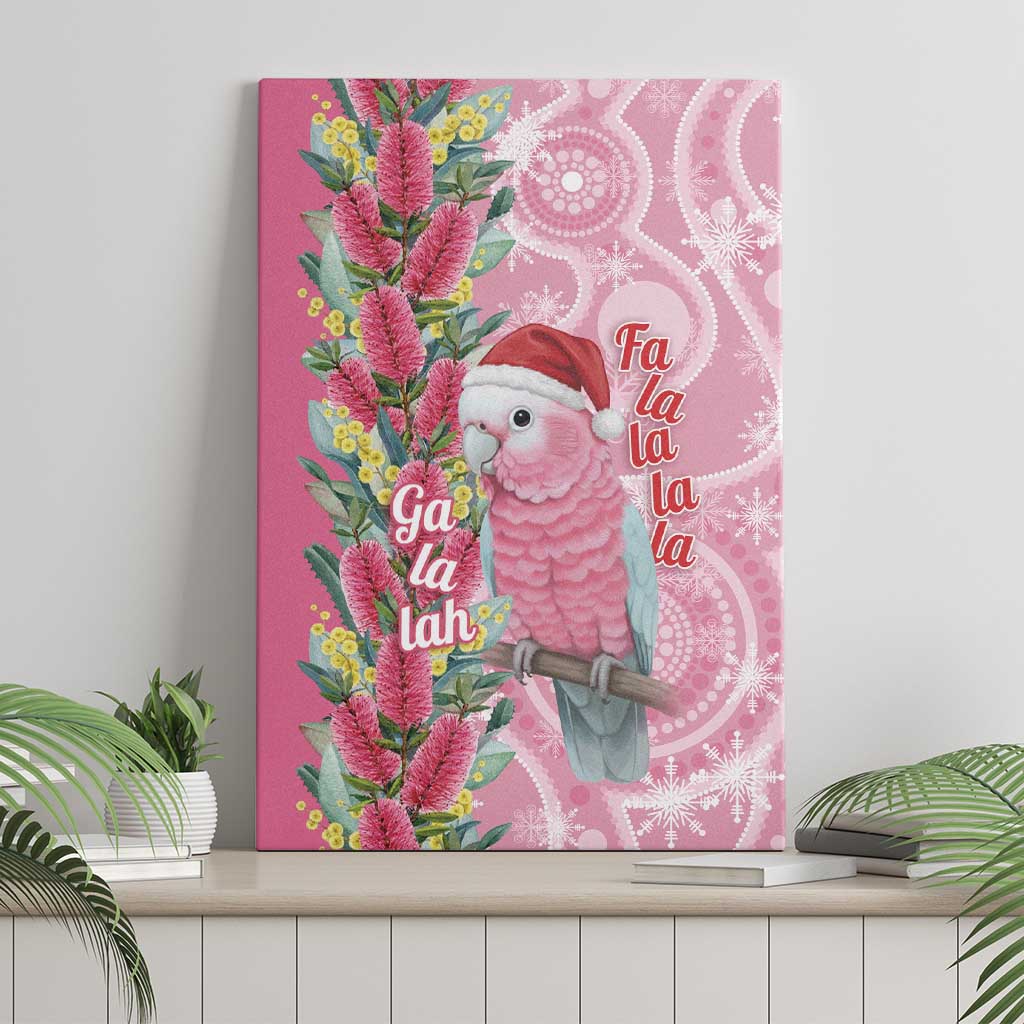 Australia Pink Galah Christmas Canvas Wall Art Falalalala Galalah Bottlebrush Aboriginal Art - Aussie Hoodie