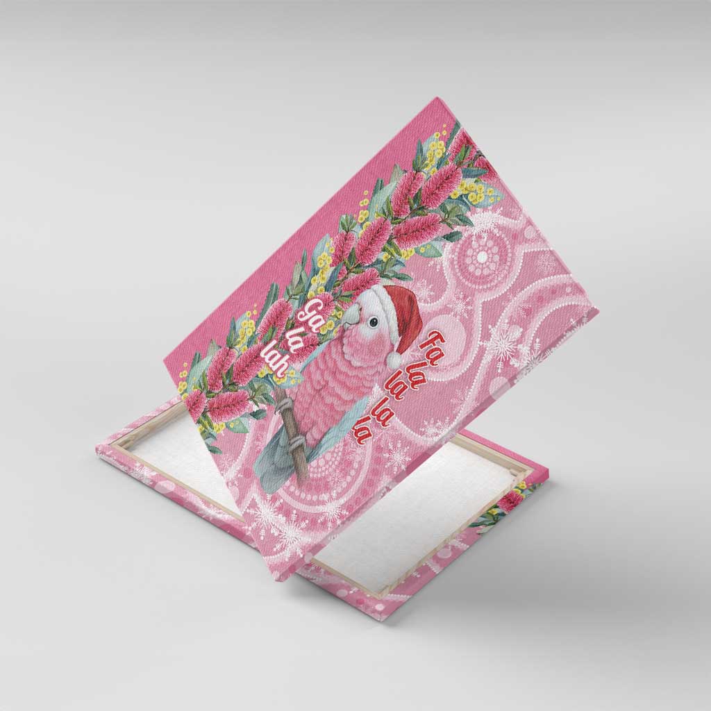 Australia Pink Galah Christmas Canvas Wall Art Falalalala Galalah Bottlebrush Aboriginal Art - Aussie Hoodie