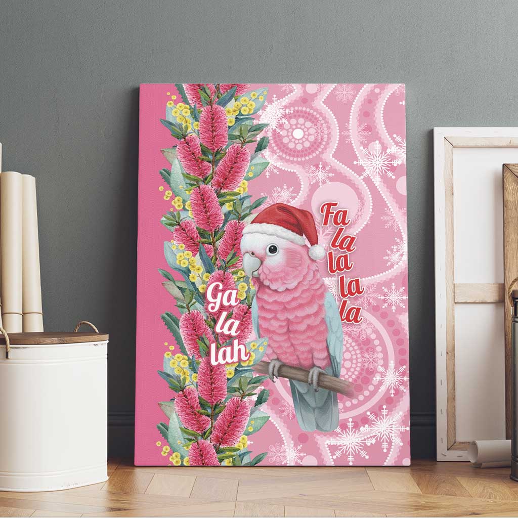 Australia Pink Galah Christmas Canvas Wall Art Falalalala Galalah Bottlebrush Aboriginal Art - Aussie Hoodie