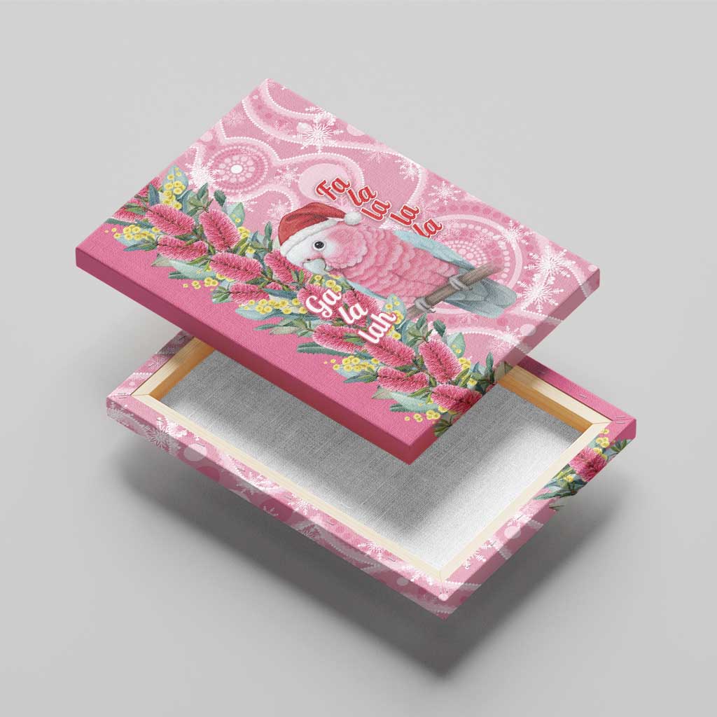 Australia Pink Galah Christmas Canvas Wall Art Falalalala Galalah Bottlebrush Aboriginal Art - Aussie Hoodie