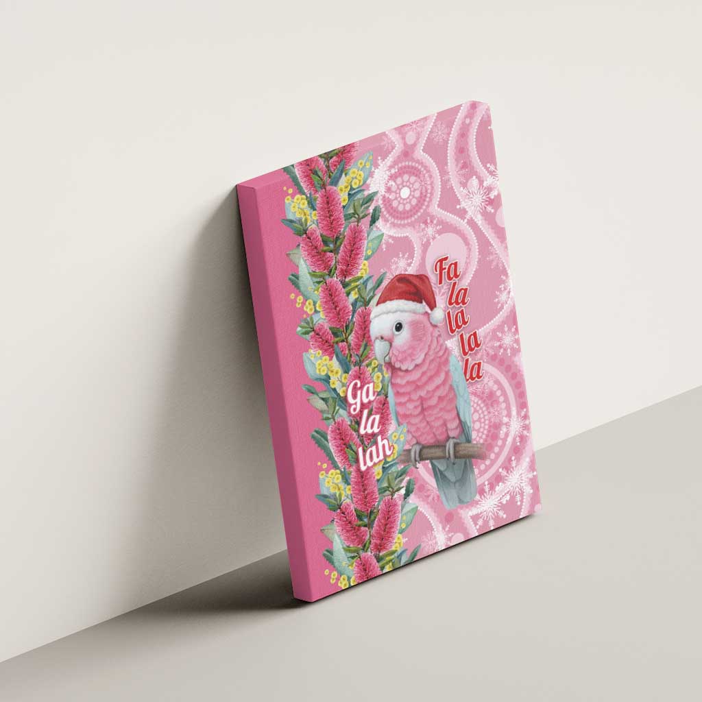 Australia Pink Galah Christmas Canvas Wall Art Falalalala Galalah Bottlebrush Aboriginal Art - Aussie Hoodie