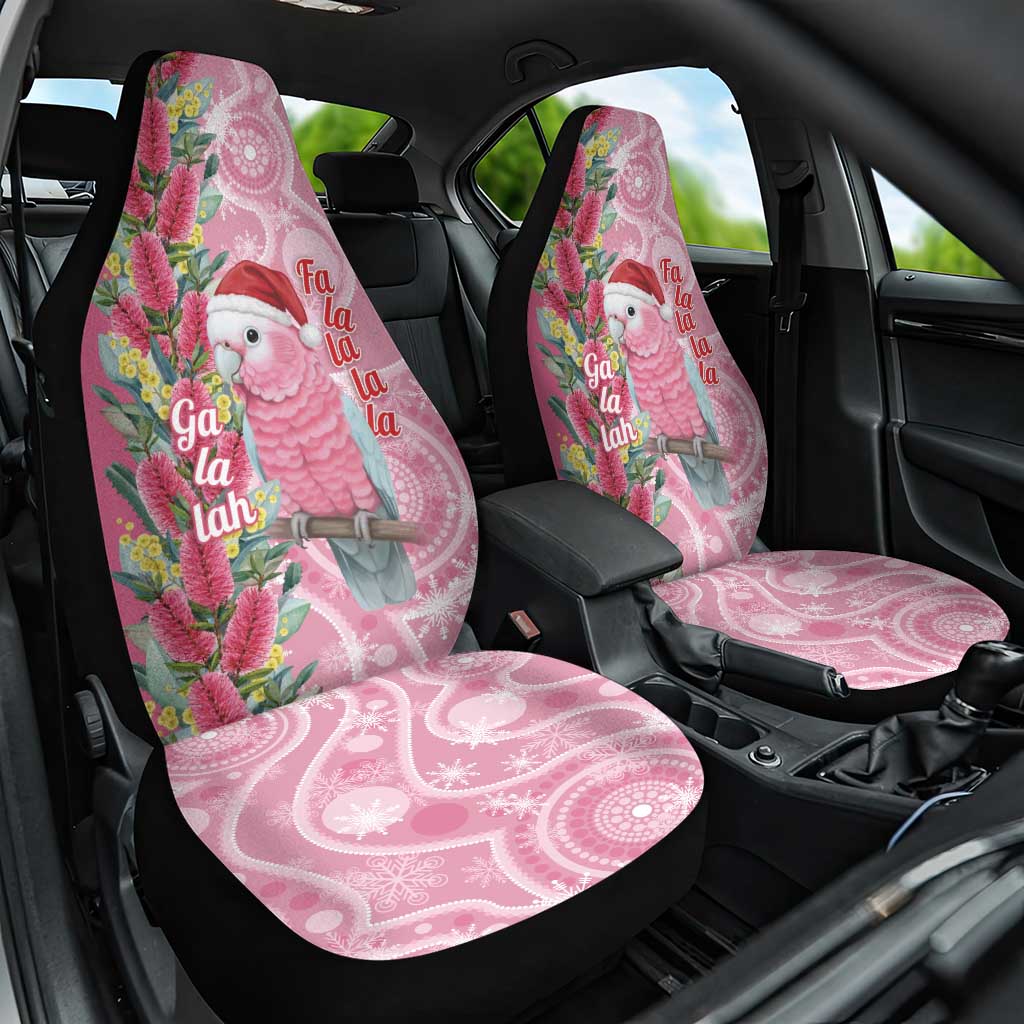 Australia Pink Galah Christmas Car Seat Cover Falalalala Galalah Bottlebrush Aboriginal Art - Aussie Hoodie