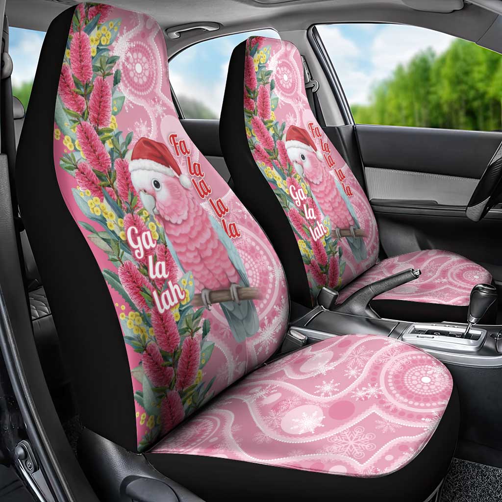 Australia Pink Galah Christmas Car Seat Cover Falalalala Galalah Bottlebrush Aboriginal Art - Aussie Hoodie