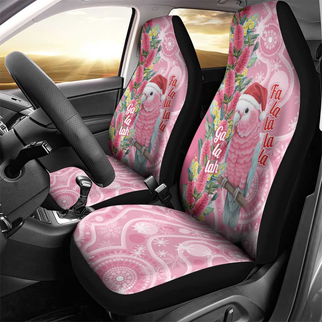 Australia Pink Galah Christmas Car Seat Cover Falalalala Galalah Bottlebrush Aboriginal Art - Aussie Hoodie
