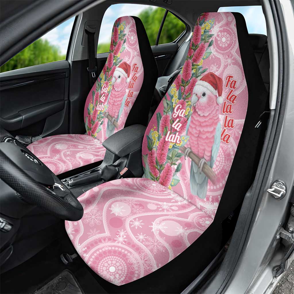 Australia Pink Galah Christmas Car Seat Cover Falalalala Galalah Bottlebrush Aboriginal Art - Aussie Hoodie