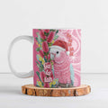 Australia Pink Galah Christmas Ceramic Mug Falalalala Galalah Bottlebrush Aboriginal Art - Aussie Hoodie