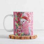 Australia Pink Galah Christmas Ceramic Mug Falalalala Galalah Bottlebrush Aboriginal Art - Aussie Hoodie