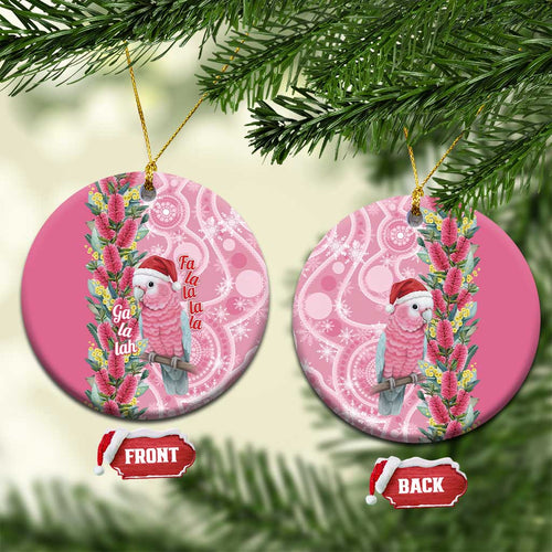 Australia Pink Galah Christmas Ceramic Ornament Falalalala Galalah Bottlebrush Aboriginal Art - Aussie Hoodie