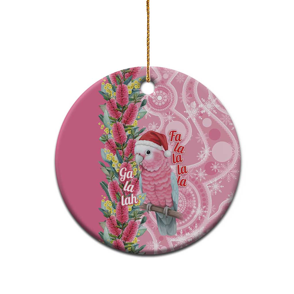 Australia Pink Galah Christmas Ceramic Ornament Falalalala Galalah Bottlebrush Aboriginal Art - Aussie Hoodie