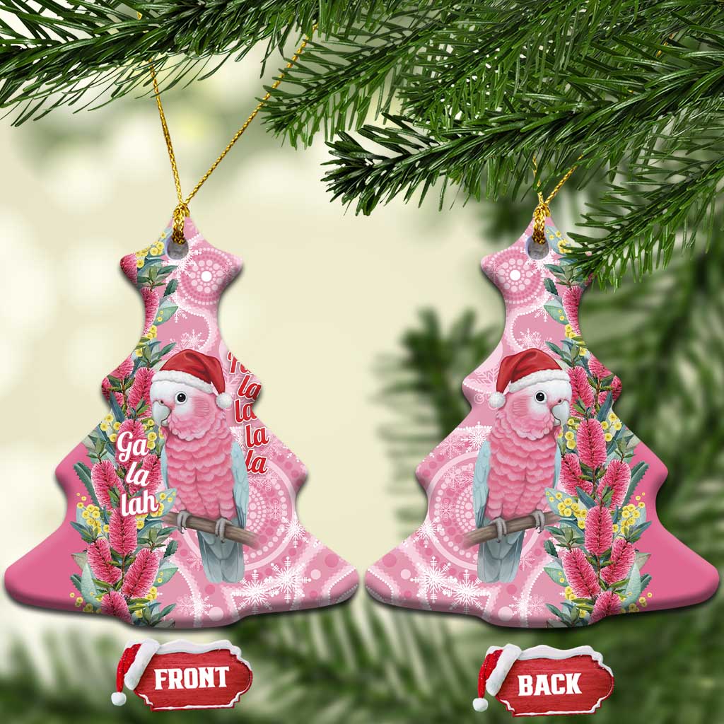 Australia Pink Galah Christmas Ceramic Ornament Falalalala Galalah Bottlebrush Aboriginal Art - Aussie Hoodie