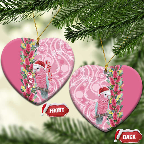 Australia Pink Galah Christmas Ceramic Ornament Falalalala Galalah Bottlebrush Aboriginal Art - Aussie Hoodie