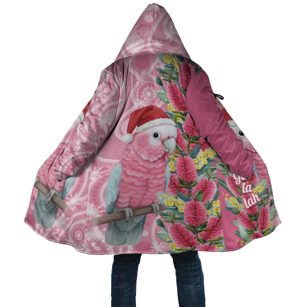 Australia Pink Galah Christmas Cloak Falalalala Galalah Bottlebrush Aboriginal Art - Aussie Hoodie
