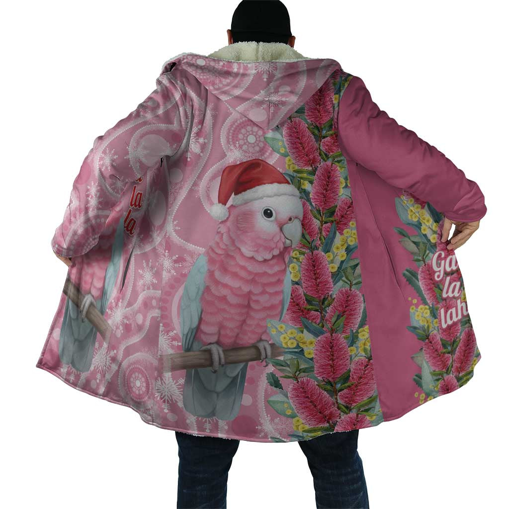Australia Pink Galah Christmas Cloak Falalalala Galalah Bottlebrush Aboriginal Art - Aussie Hoodie