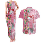 Australia Pink Galah Christmas Couples Matching Tank Maxi Dress and Hawaiian Shirt Falalalala Galalah Bottlebrush Aboriginal Art - Aussie Hoodie