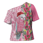 Australia Pink Galah Christmas Cross Shoulder Shirt Falalalala Galalah Bottlebrush Aboriginal Art - Aussie Hoodie