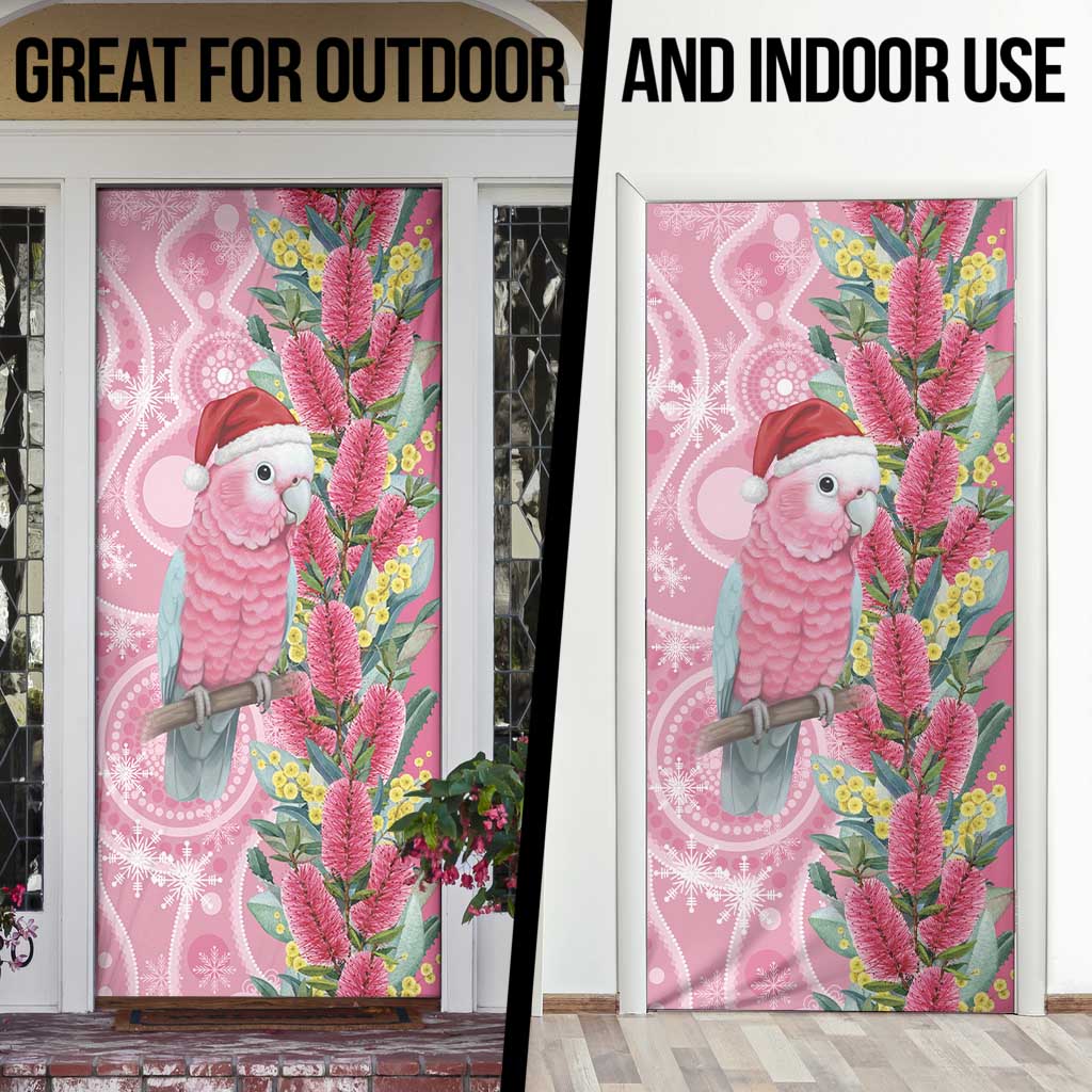 Australia Pink Galah Christmas Door Cover Falalalala Galalah Bottlebrush Aboriginal Art - Aussie Hoodie
