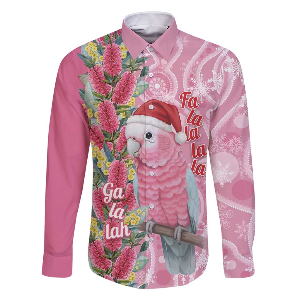 Australia Pink Galah Christmas Family Matching Long Sleeve Bodycon Dress and Hawaiian Shirt Falalalala Galalah Bottlebrush Aboriginal Art - Aussie Hoodie