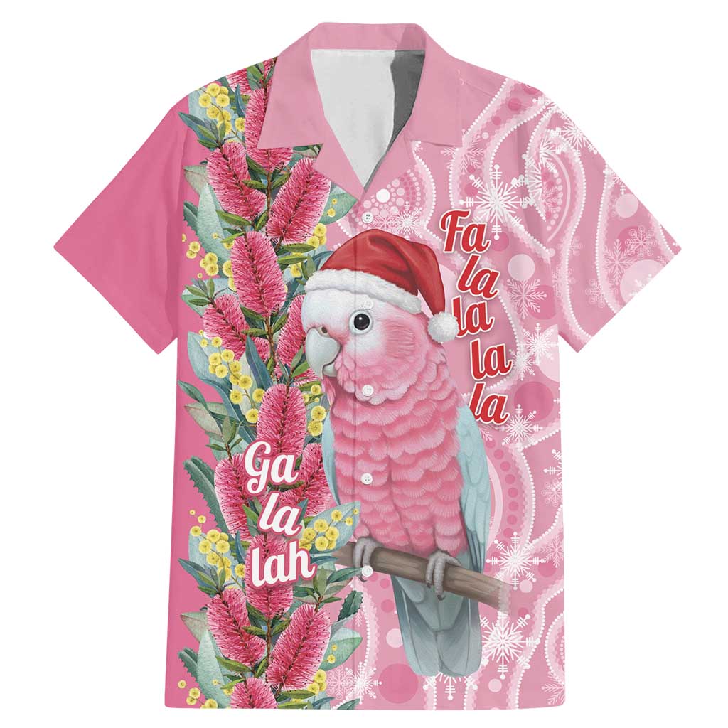 Australia Pink Galah Christmas Family Matching Mermaid Dress and Hawaiian Shirt Falalalala Galalah Bottlebrush Aboriginal Art - Aussie Hoodie