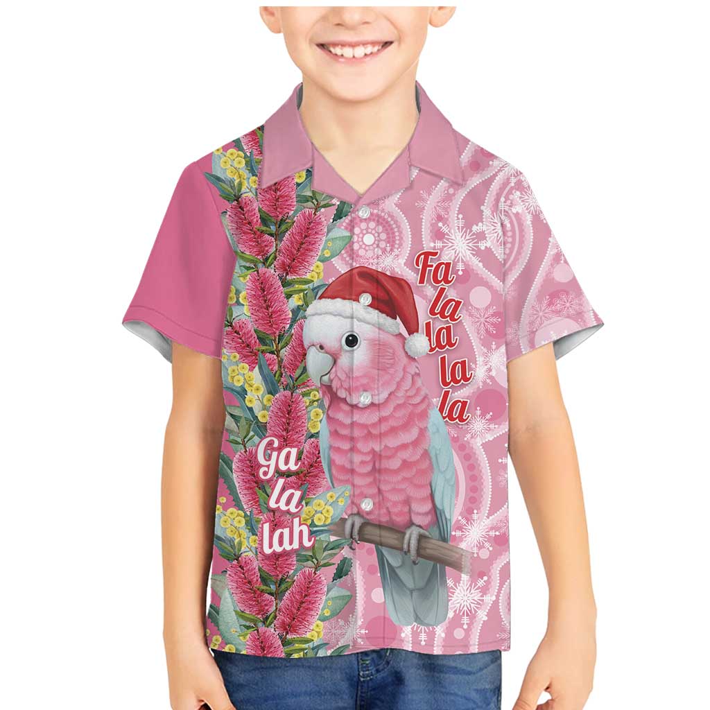 Australia Pink Galah Christmas Family Matching Mermaid Dress and Hawaiian Shirt Falalalala Galalah Bottlebrush Aboriginal Art - Aussie Hoodie