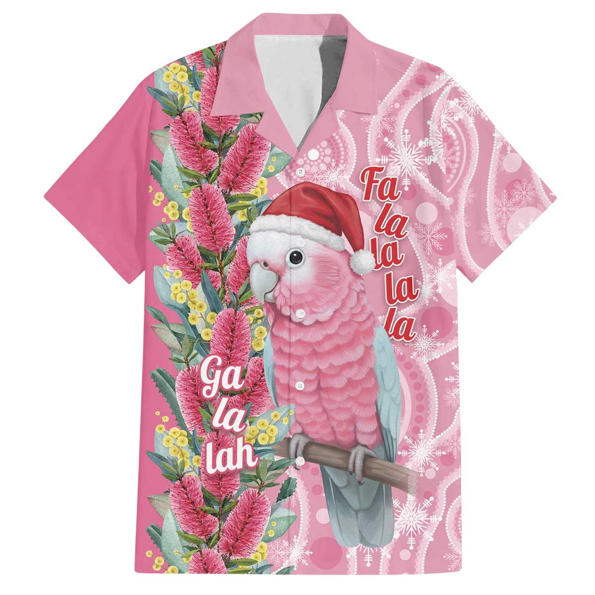 Australia Pink Galah Christmas Family Matching Off The Shoulder Long Sleeve Dress and Hawaiian Shirt Falalalala Galalah Bottlebrush Aboriginal Art - Aussie Hoodie