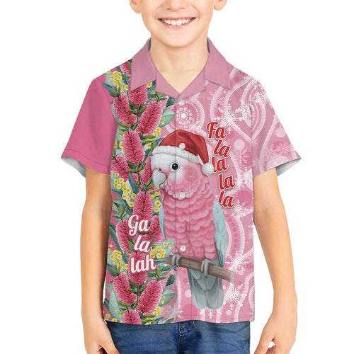 Australia Pink Galah Christmas Family Matching Off The Shoulder Long Sleeve Dress and Hawaiian Shirt Falalalala Galalah Bottlebrush Aboriginal Art - Aussie Hoodie