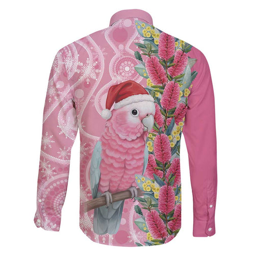 Australia Pink Galah Christmas Family Matching Off Shoulder Maxi Dress and Hawaiian Shirt Falalalala Galalah Bottlebrush Aboriginal Art - Aussie Hoodie