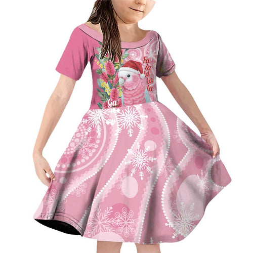 Australia Pink Galah Christmas Family Matching Off Shoulder Short Dress and Hawaiian Shirt Falalalala Galalah Bottlebrush Aboriginal Art - Aussie Hoodie