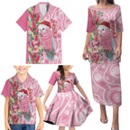 Australia Pink Galah Christmas Family Matching Puletasi and Hawaiian Shirt Falalalala Galalah Bottlebrush Aboriginal Art - Aussie Hoodie
