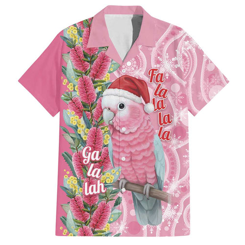 Australia Pink Galah Christmas Family Matching Puletasi and Hawaiian Shirt Falalalala Galalah Bottlebrush Aboriginal Art - Aussie Hoodie