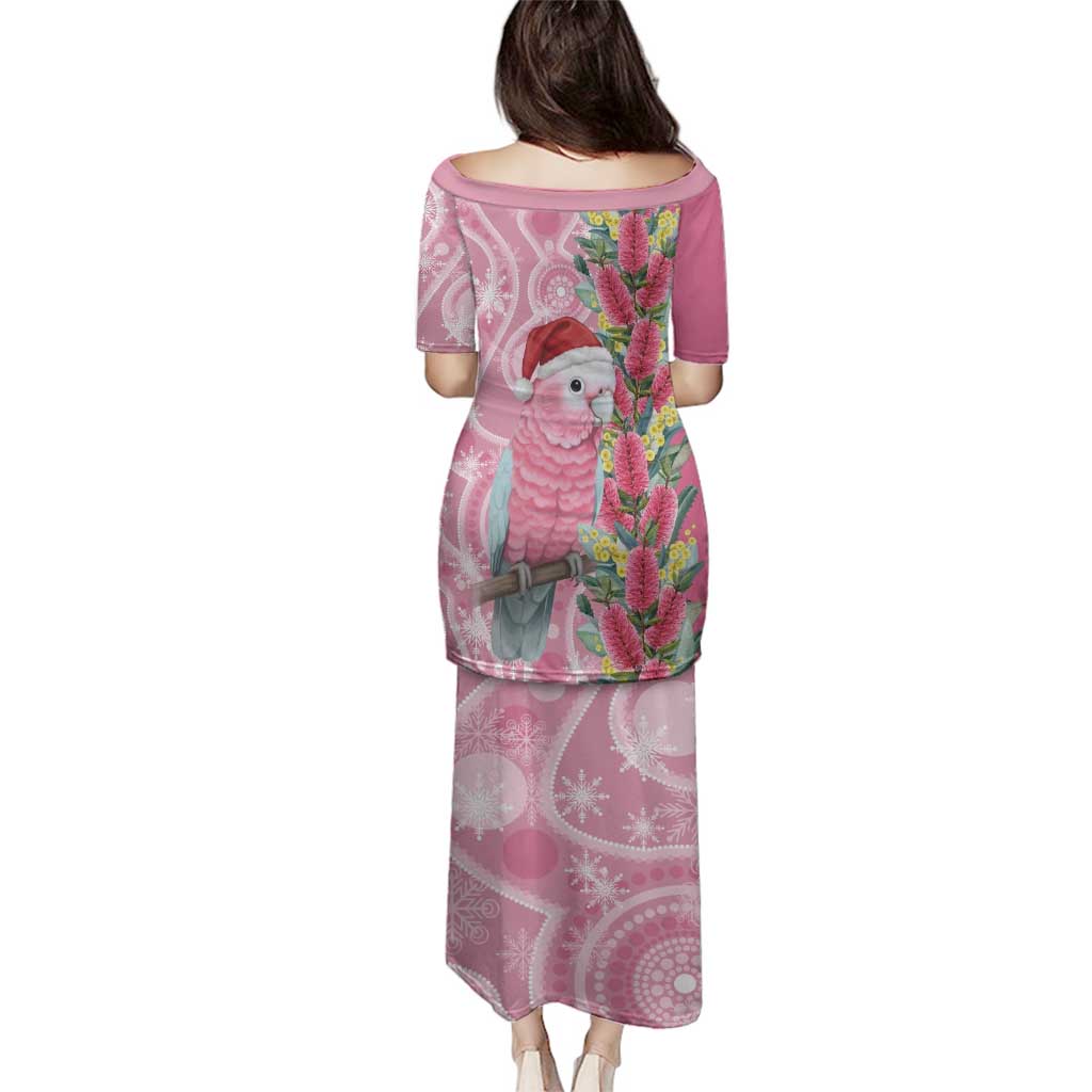 Australia Pink Galah Christmas Family Matching Puletasi and Hawaiian Shirt Falalalala Galalah Bottlebrush Aboriginal Art - Aussie Hoodie