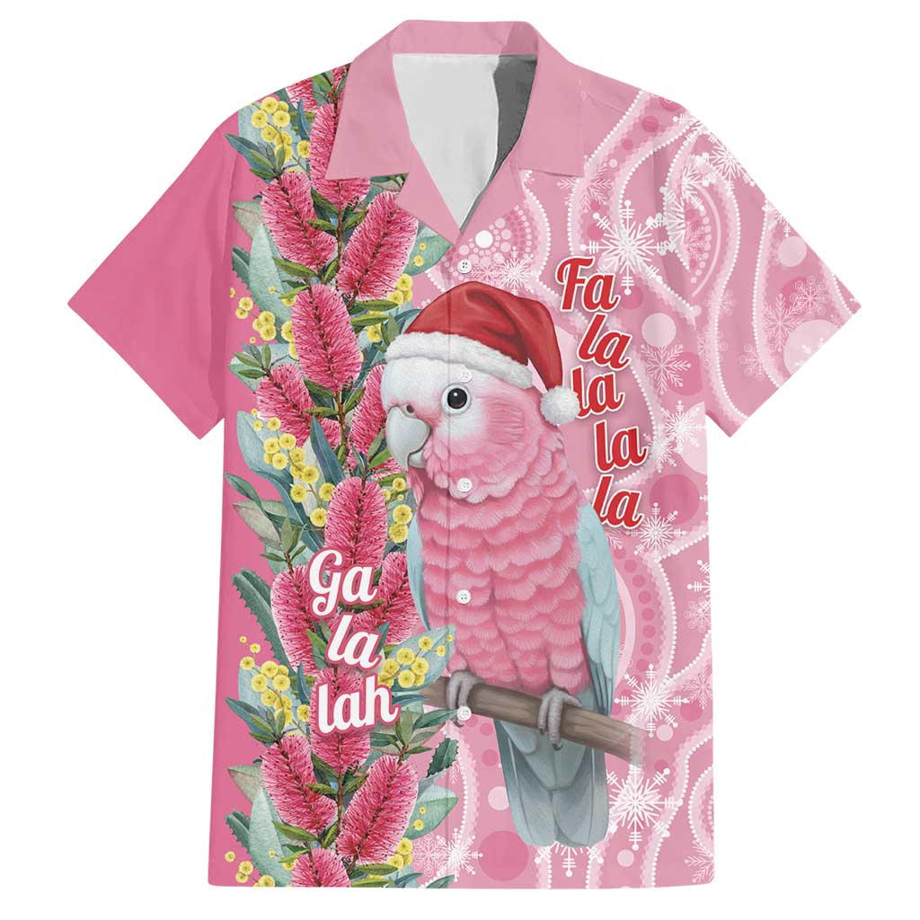 Australia Pink Galah Christmas Family Matching Short Sleeve Bodycon Dress and Hawaiian Shirt Falalalala Galalah Bottlebrush Aboriginal Art - Aussie Hoodie