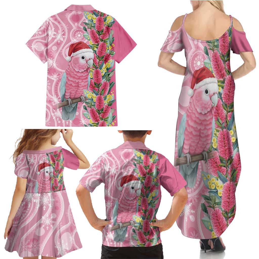 Australia Pink Galah Christmas Family Matching Summer Maxi Dress and Hawaiian Shirt Falalalala Galalah Bottlebrush Aboriginal Art - Aussie Hoodie
