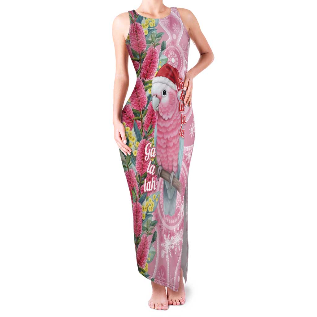 Australia Pink Galah Christmas Family Matching Tank Maxi Dress and Hawaiian Shirt Falalalala Galalah Bottlebrush Aboriginal Art - Aussie Hoodie