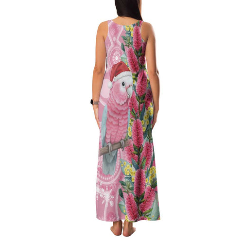 Australia Pink Galah Christmas Family Matching Tank Maxi Dress and Hawaiian Shirt Falalalala Galalah Bottlebrush Aboriginal Art - Aussie Hoodie
