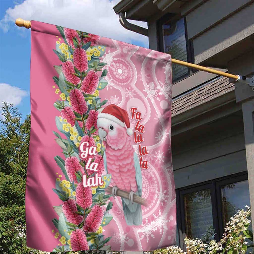 Australia Pink Galah Christmas Garden Flag Falalalala Galalah Bottlebrush Aboriginal Art - Aussie Hoodie