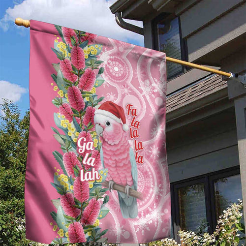 Australia Pink Galah Christmas Garden Flag Falalalala Galalah Bottlebrush Aboriginal Art - Aussie Hoodie