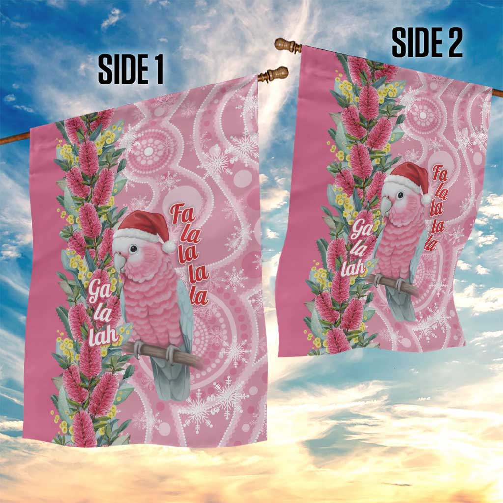Australia Pink Galah Christmas Garden Flag Falalalala Galalah Bottlebrush Aboriginal Art - Aussie Hoodie